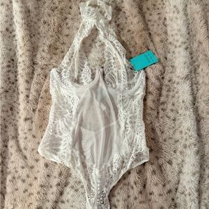 Frederick's of Hollywood White Lace Bodysuit